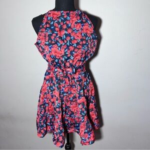 IFFEI Halter Dress Belted Floral Tied Mini Dress Women’s Size Small